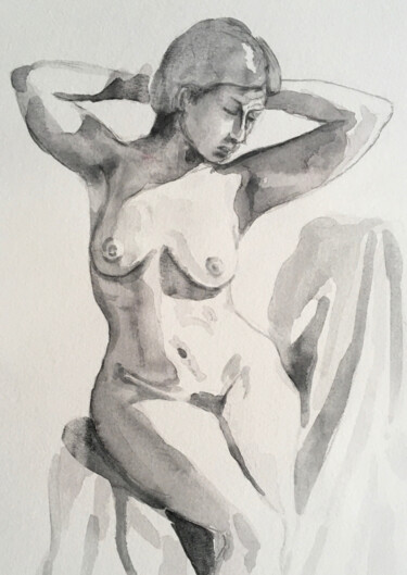 Malerei mit dem Titel "Lina" von Thekla Kellmann, Original-Kunstwerk, Aquarell