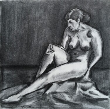 Painting titled "Charcoal sketch 1" by Thekla Kellmann, Original Artwork, Charcoal
