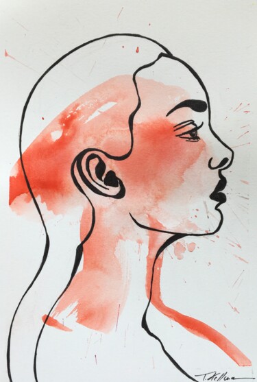 Картина под названием "Orange Woman 1" - Thekla Kellmann, Подлинное произведение искусства, Акварель