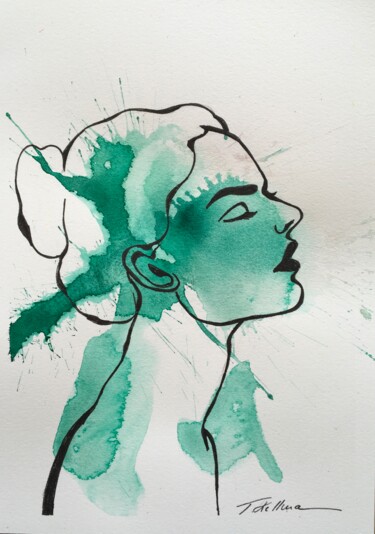 "Green woman 2" başlıklı Tablo Thekla Kellmann tarafından, Orijinal sanat, Suluboya