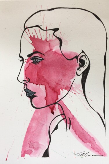 "Pink woman 1" başlıklı Tablo Thekla Kellmann tarafından, Orijinal sanat, Suluboya