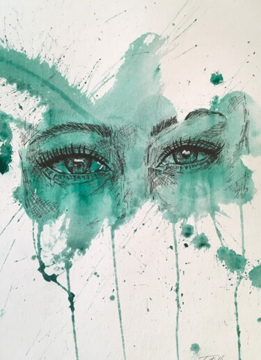 Peinture intitulée "Green Hope" par Thekla Kellmann, Œuvre d'art originale, Aquarelle