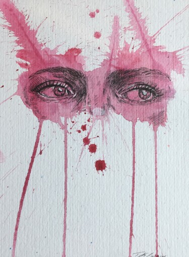 Painting titled "Pink confidence" by Thekla Kellmann, Original Artwork, Watercolor