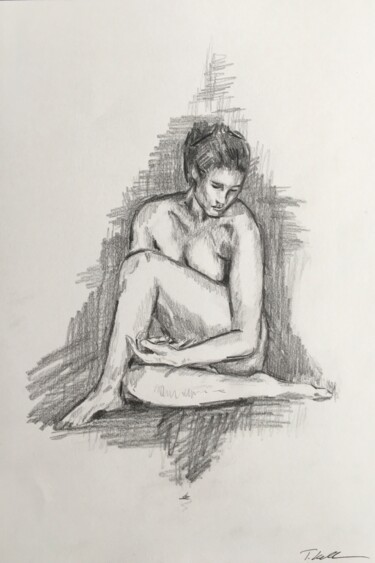 Pittura intitolato "Nude portrait 02/23" da Thekla Kellmann, Opera d'arte originale, Matita