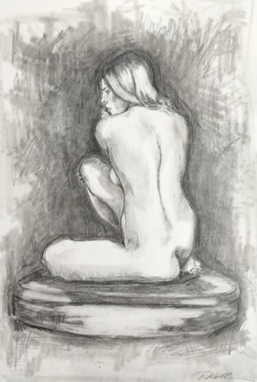 Peinture intitulée "Nude portrait 03/20…" par Thekla Kellmann, Œuvre d'art originale, Crayon