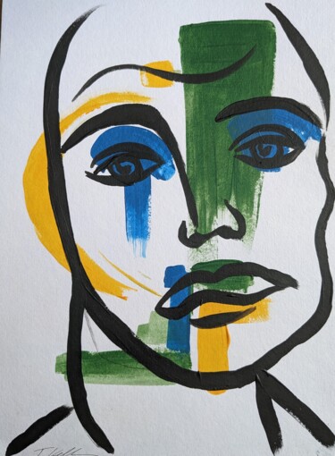 Painting titled "Face Nr.1" by Thekla Kellmann, Original Artwork, Acrylic