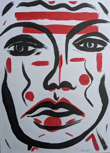 Schilderij getiteld "Face Nr.3" door Thekla Kellmann, Origineel Kunstwerk, Acryl