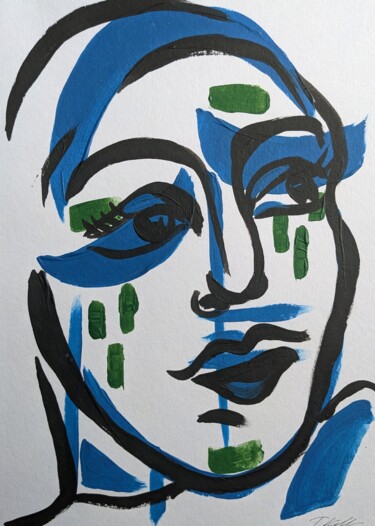 Malerei mit dem Titel "Face Nr.4" von Thekla Kellmann, Original-Kunstwerk, Acryl