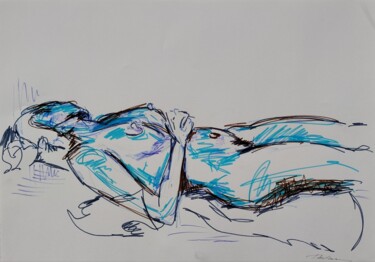 Картина под названием "Nude Portrait Women…" - Thekla Kellmann, Подлинное произведение искусства, Маркер