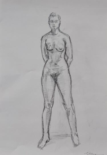 Drawing titled "Nude Portrait Women…" by Thekla Kellmann, Original Artwork, Pencil