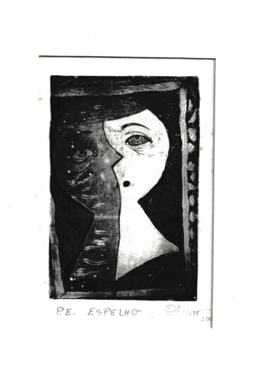 Gravures & estampes intitulée "ESPELHO" par Thelmo Silveira, Œuvre d'art originale, Eau-forte