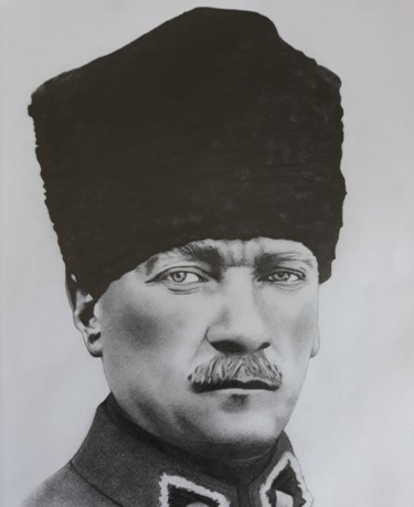 Zeichnungen mit dem Titel "Mustafa kemal atatü…" von Ali Bulut, Original-Kunstwerk, Kreide