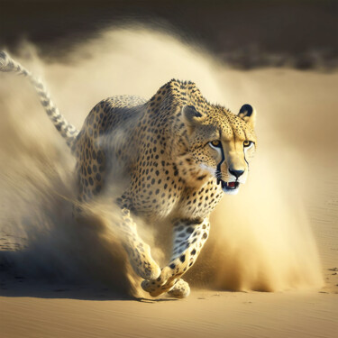 Photography titled "Le guépard en course" by The Imaginati, Original Artwork, Digital Photography