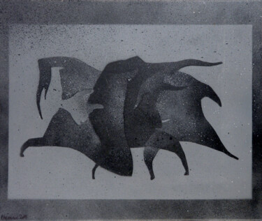 Peinture intitulée "fantomes" par Themroc, Œuvre d'art originale, Bombe aérosol Monté sur Châssis en bois