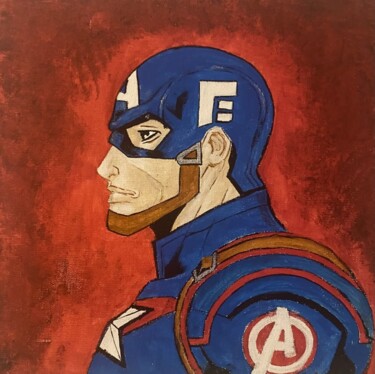 Painting titled "Captain America" by Thenoktart, Original Artwork, Acrylic