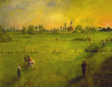 Painting titled "Lumière d'un soir ,…" by Cedric Thenot, Original Artwork, Oil