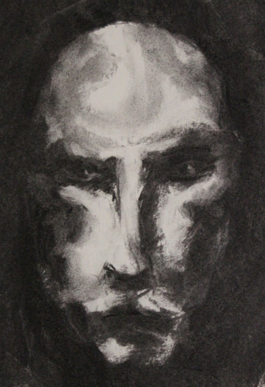 Drawing titled "Portrait I" by Théo Bernal, Original Artwork, Charcoal