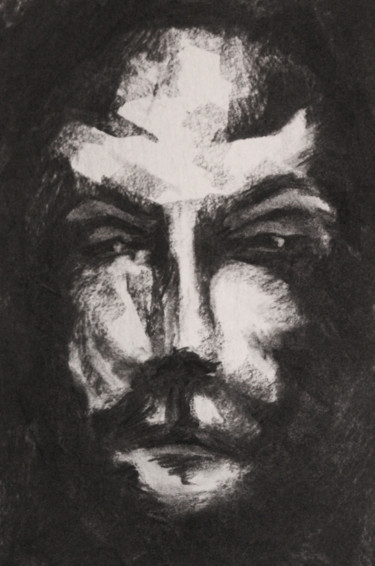 Drawing titled "Portrait II" by Théo Bernal, Original Artwork, Charcoal