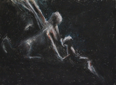Painting titled "La Sphinge et l'Hom…" by Théo Bernal, Original Artwork, Pastel