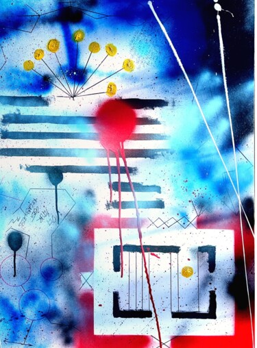 Malerei mit dem Titel "Gated Life" von Theo Mahy Ma Somga, Original-Kunstwerk, Sprühfarbe