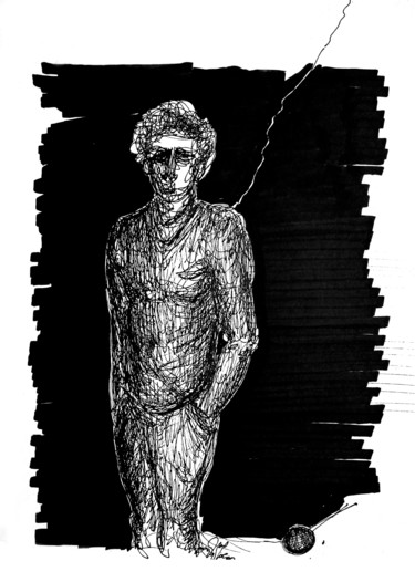 Painting titled "man1" by Theo Papaioannou, Original Artwork, Ink