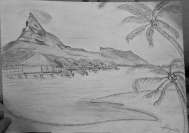 Drawing titled "BORA BORA" by Théo Plaza, Original Artwork, Pencil