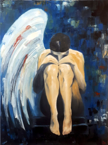 Painting titled "Angel" by Theodora Krouklidou, Original Artwork, Oil