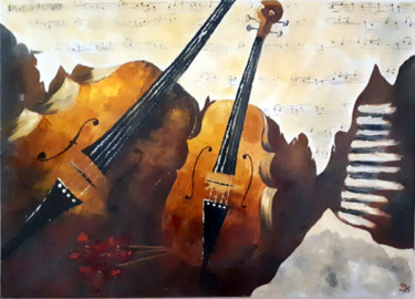 Painting titled "music" by Theodora Krouklidou, Original Artwork, Oil