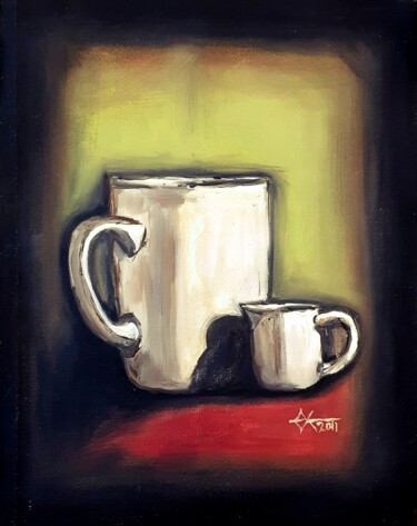 Peinture intitulée "Coffee Time" par Undarkpaint, Œuvre d'art originale, Huile