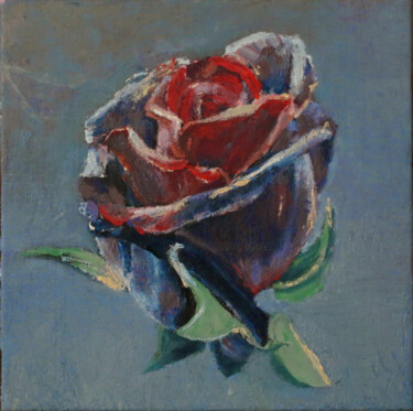 Painting titled "Rose" by Théodore Bouret, Original Artwork, Oil Mounted on Wood Stretcher frame
