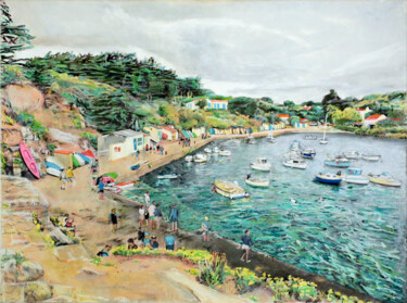 Peinture intitulée "Port de La Meule" par Théodore Bouret, Œuvre d'art originale, Marqueur