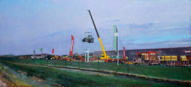 Pintura intitulada "Tracteur en promo" por Théodore Bouret, Obras de arte originais, Óleo
