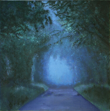 Painting titled "Route dans la brume" by Théodore Bouret, Original Artwork, Oil