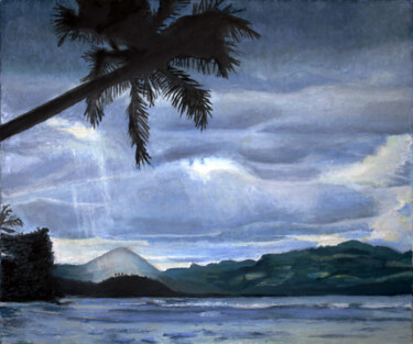 Peinture intitulée "Éclaircie tropicale" par Théodore Bouret, Œuvre d'art originale, Huile Monté sur Châssis en bois