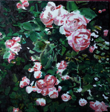 Painting titled "Roses" by Théodore Bouret, Original Artwork, Oil