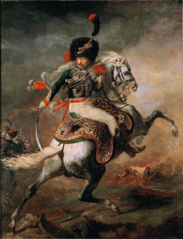 Schilderij getiteld "Officier de chasseu…" door Théodore Géricault, Origineel Kunstwerk, Olie