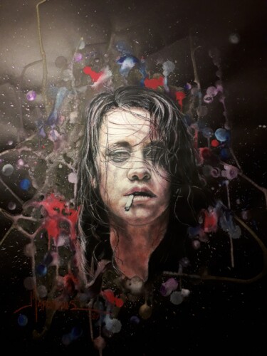Ζωγραφική με τίτλο "Addiction" από Θεοδωροσ Μαρκοπουλοσ, Αυθεντικά έργα τέχνης, Παστέλ
