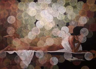Картина под названием "Young woman reading." - Θεοδωροσ Μαρκοπουλοσ, Подлинное произведение искусства, Пастель