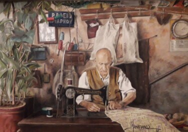 Painting titled "Tailor." by Theodoros Markopoulos, Original Artwork, Pastel