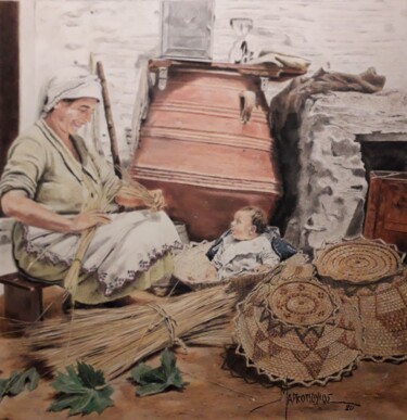 Peinture intitulée "Baskets." par Theodoros Markopoulos, Œuvre d'art originale, Pastel