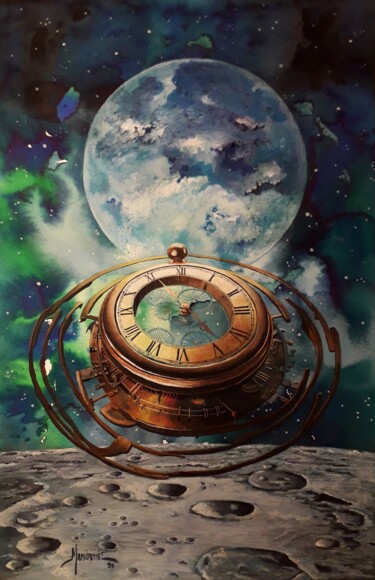Ζωγραφική με τίτλο "Μοοn time." από Θεοδωροσ Μαρκοπουλοσ, Αυθεντικά έργα τέχνης, Ακουαρέλα