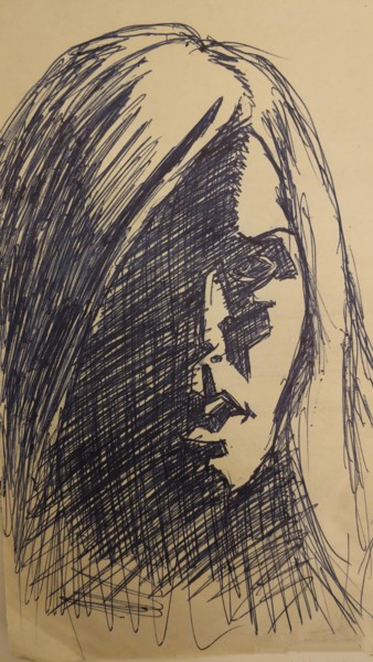 Drawing titled "Dark Side Of Woman" by Theofilos Mpampoulis, Original Artwork, Ballpoint pen