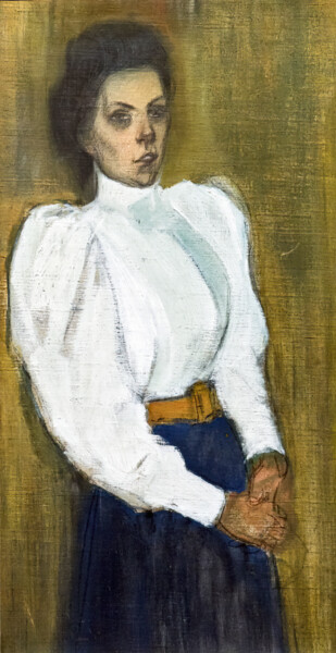 Картина под названием "Femme au corsage bl…" - Théophile Alexandre Steinlen, Подлинное произведение искусства, Масло