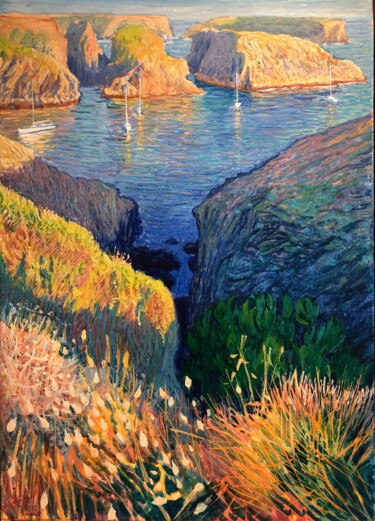 Painting titled "Port Goulphar" by Théophile Gaillot, Original Artwork, Oil