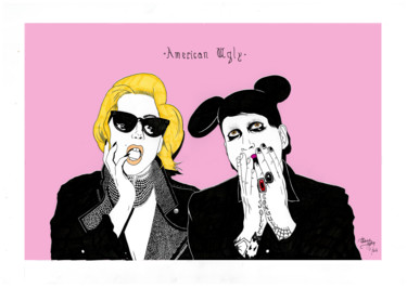 Рисунок под названием "American Ugly" - Yannis Thepilgrim, Подлинное произведение искусства, Чернила