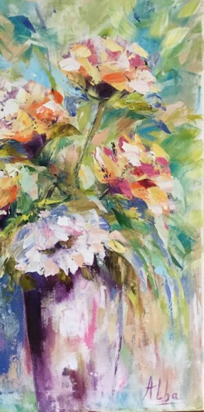 Peinture intitulée "bouquet" par Thérèse Alba, Œuvre d'art originale, Huile
