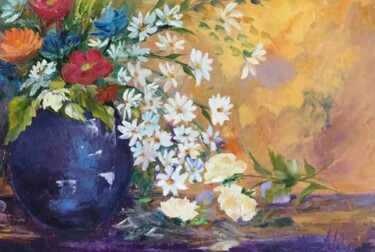 Peinture intitulée "Bouquet varié" par Thérèse Alba, Œuvre d'art originale, Huile