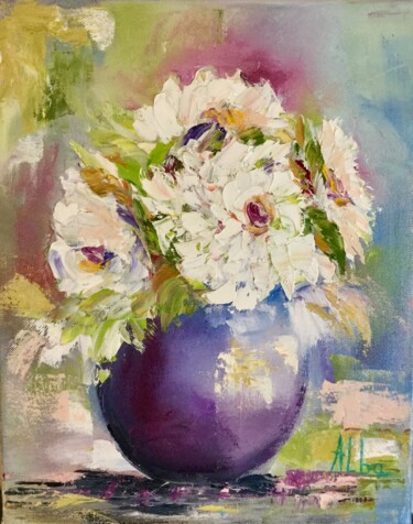 Peinture intitulée "Fleurs 3" par Thérèse Alba, Œuvre d'art originale, Huile