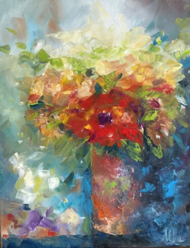 Peinture intitulée "Fleurs 4" par Thérèse Alba, Œuvre d'art originale, Huile