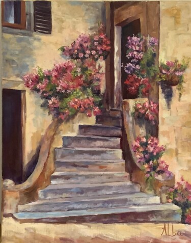 Painting titled "L’entrée" by Thérèse Alba, Original Artwork, Oil